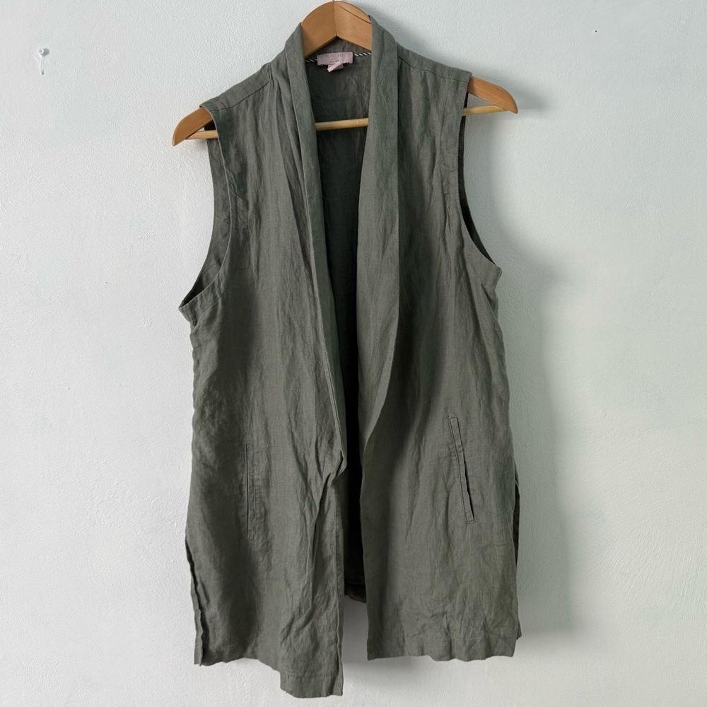 St. Tropez Olive Green Linen Vest